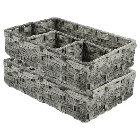 WEUVEB Woven Storage Bin Grey 2Pcs 11.6x7.7x3In