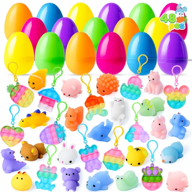 Huevos de Pascua precargados JOYIN, 48 unidades, con varios juguetes
