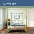 thumbnail image 3 of alazyhome Full Size Canopy Metal Bed Frame, Metal Slat Support, Gold, 3 of 6