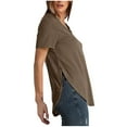 thumbnail image 4 of USSUMA Tops for Women Trendy Women's Fashion Solid V-Neck Short Sleeves Casual T-Shirt Top Trendy Coffee Polyester XL, 4 of 6