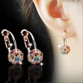 thumbnail image 2 of Farfi - 1 par de pendientes para mujer, coloridos, brillantes, redondos, con forma de aro y bola de diamantes de imitación, para uso diario, color blanco, 2 of 5