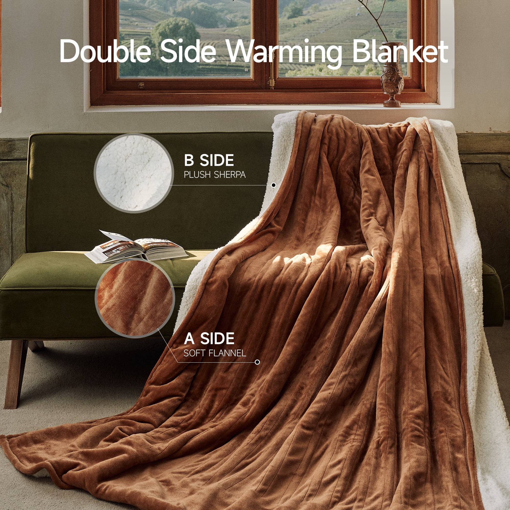 Heated Blanket 84"X90" Queen Size Electric Blanket with 6 Heating Level & 2-10 Hour Auto Off,Machine Washable -Biscuit