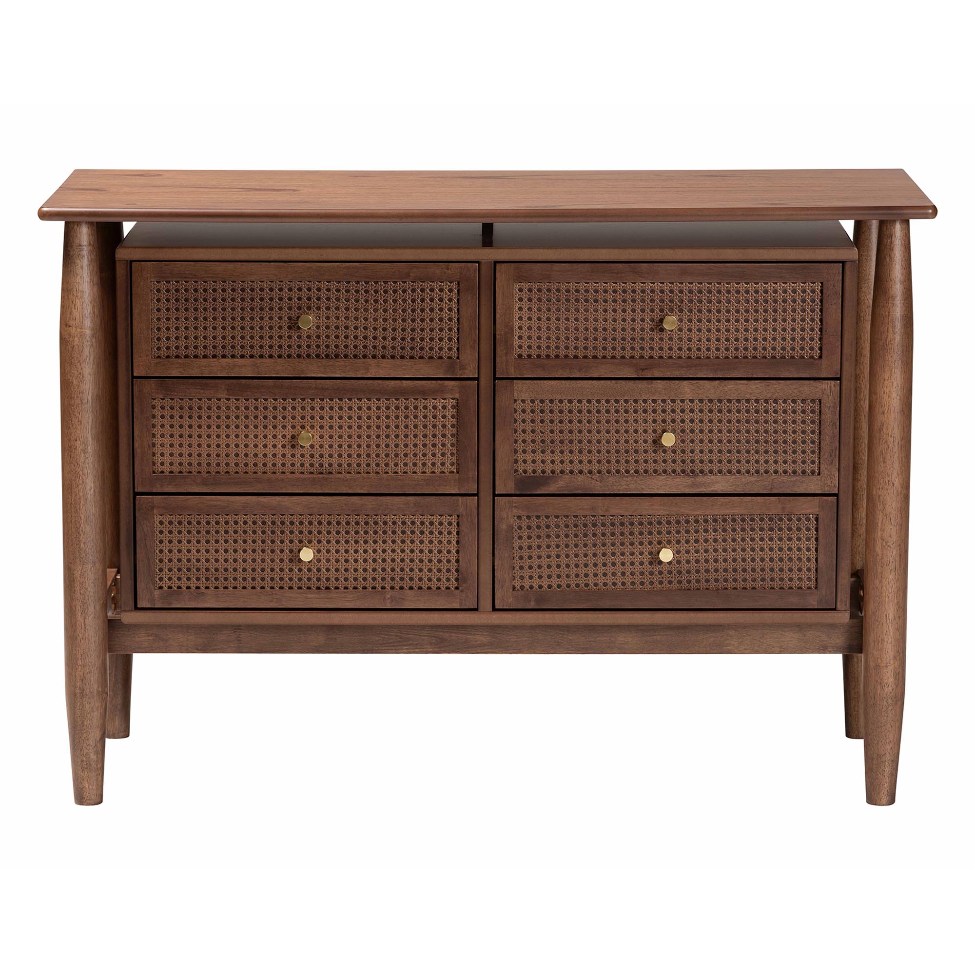 Baxton Studio Alyssa Japandi 6-Drawer Dresser Walnut Brown with
