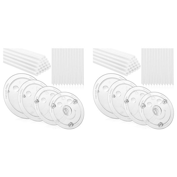 40 varillas de soporte de palitos de plástico blanco para pastel con 8 piezas de platos separadores de pasteles y 24 P