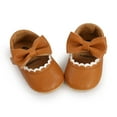 thumbnail image 4 of Baby Girls Mary Jane Flats with Bowknot Ballet Infant Princess Dress Shoes (6-12 Months,Brown), 4 of 6