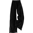 thumbnail image 4 of TANBOM Women's Summer Wide Leg Relaxed Fit Casual Pleated Polyester Pants Black Size S, 4 of 4