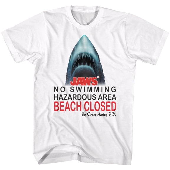 Jaws Beach Closed White Adult T-Shirt 4Xl