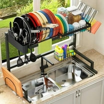 Over The Sink Dish Drying Rack (Expandable Height and Length) Snap-On Design 2 Tier Large Dish Rack