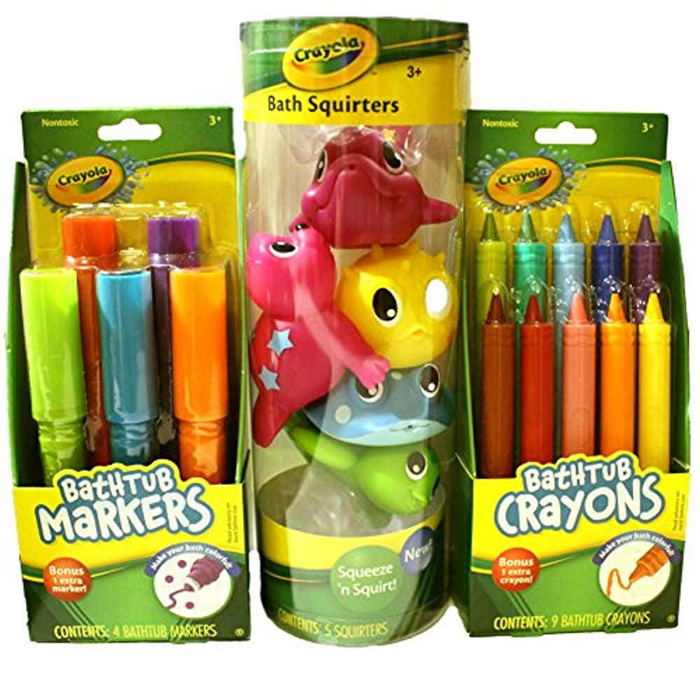 Crayola Bath Time Fun Bundle Including Bathtub Markers, Bathtub Crayons and  Bath Squirters by Crayola