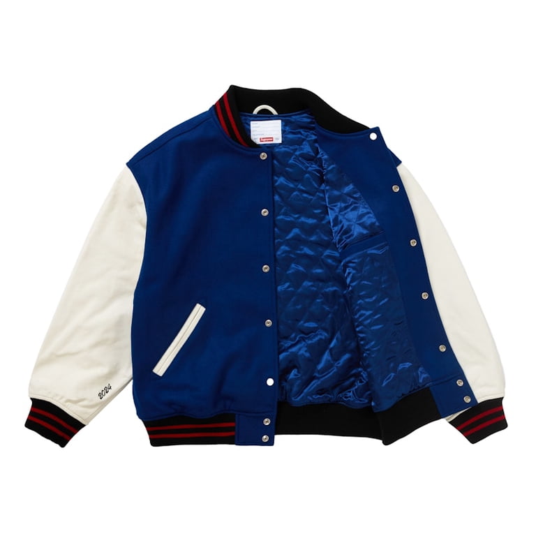 k*o様 Supreme Wave Varsity JACKET Blue Supreme Men's Wave Varsity Jacket Blue, from StockX - Walmart.com