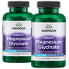 Swanson Chelated Magnesium Glycinate - Natural Mineral Supplement Supporting Nerve, Muscle, Bone, and Heart Health - Promotes Relaxation for Sleep Support - (2 Bottles, 180 Capsules, 133mg Each)