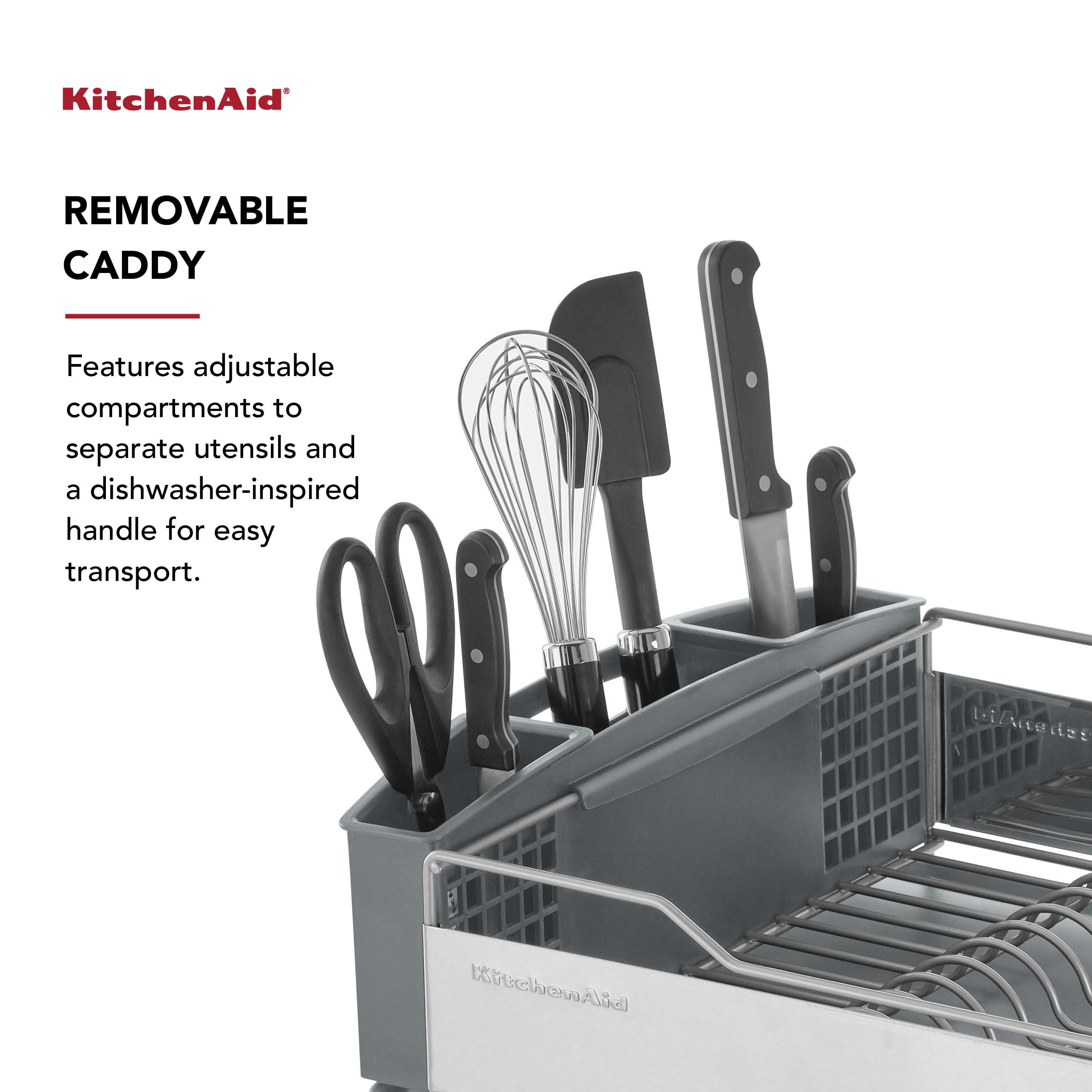 KitchenAid Satin Wire Expandable Dish Rack, 23.18-Inch, Gray