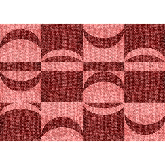 Ahgly Company Machine Washable Indoor Rectangle Transitional Red Area Rugs, 7' x 10'