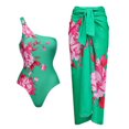 thumbnail image 1 of Maillot de Bain une Pièce pour Femmes avec Jupe de Plage Paréo Imprimé Floral Rétro Ensemble Bikini Deux Pièces, 1 of 5