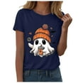 thumbnail image 1 of T-shirt Graphique à Manches Courtes d'Halloween pour Femmes Col Rond Décontracté pour Tenue de Fête d'Été avec Jeans, 1 of 4