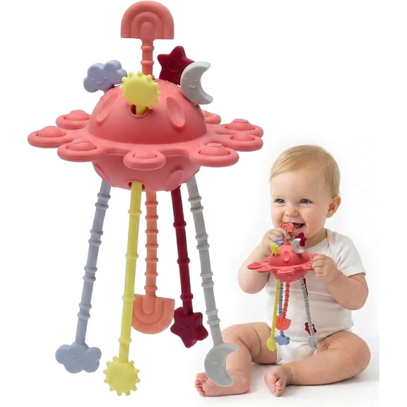 Sensory Toys for Baby 3-6-9 Months, Pull String Teething Toy for Baby 6-12 Months Baby Girl Boy Gifts
