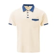 thumbnail image 4 of Beugl Mens Shirts Clearance, Men's Fashion Spring and Summer Buttons Casual Short Sleeve Lapel Neck Shirt Solid Color Tops Golf Shirts for Men, Polo Shirts for Men Khaki S, 4 of 5