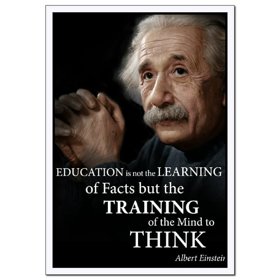 Albert Einstein education portrait poster quote print for home study library classrooms and offices