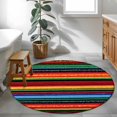 thumbnail image 3 of Round Rugs 4Ft, Mexico Striped Round Area Rug Washable Indoor Throw Carpet, Red Blue Green Rainbow Colored Stripes Soft Non Slip Circle Rug for Kitchen Nursery Room Home Decor Aesthetic, 3 of 8