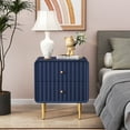 thumbnail image 3 of HLR Modern Fluted Wood Navy Blue Nightstand Set of 2 with 2 Drawers, Bedroom Bed SideTable with Storage, 3 of 8