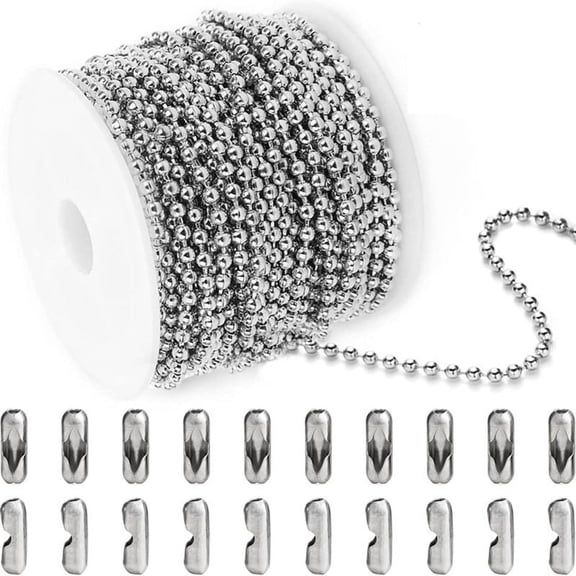33ft Stainless Steel Ball Chains with 20pcs Connectors Clasps, Beaded Necklace Chains, DIY Crafts Metal Small Ball Chains for Jewelry Making Chain Dog