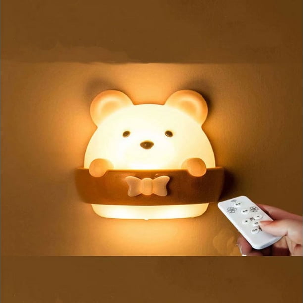 Luz nocturna LED con control remoto para dormitorio, dormir, bebés y lactancia, con protección para los ojos, lámpara de mesa brillante y suave.