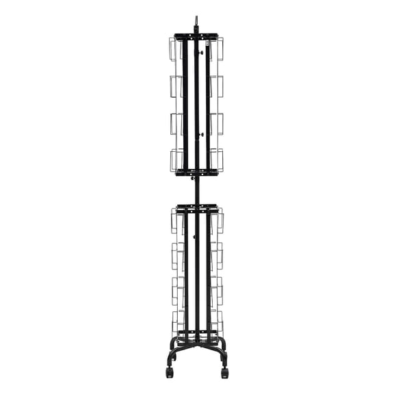 KFFKFF Rotating Greeting Card Display Rack with 32 Pockets, 360° Spinning Stand Featuring Sign Holder and 4 Wheels (2 Lockable) for Offices, Trade Shows, and Exhibitions