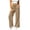 Khaki, variant on Ozmmyan Wide Leg Sweatpants for Womens Corduroy Drawstring Elastic Waist Flare Trousers with Pockets Split Hem Fall Winter Casual Solid Color,S-2XL