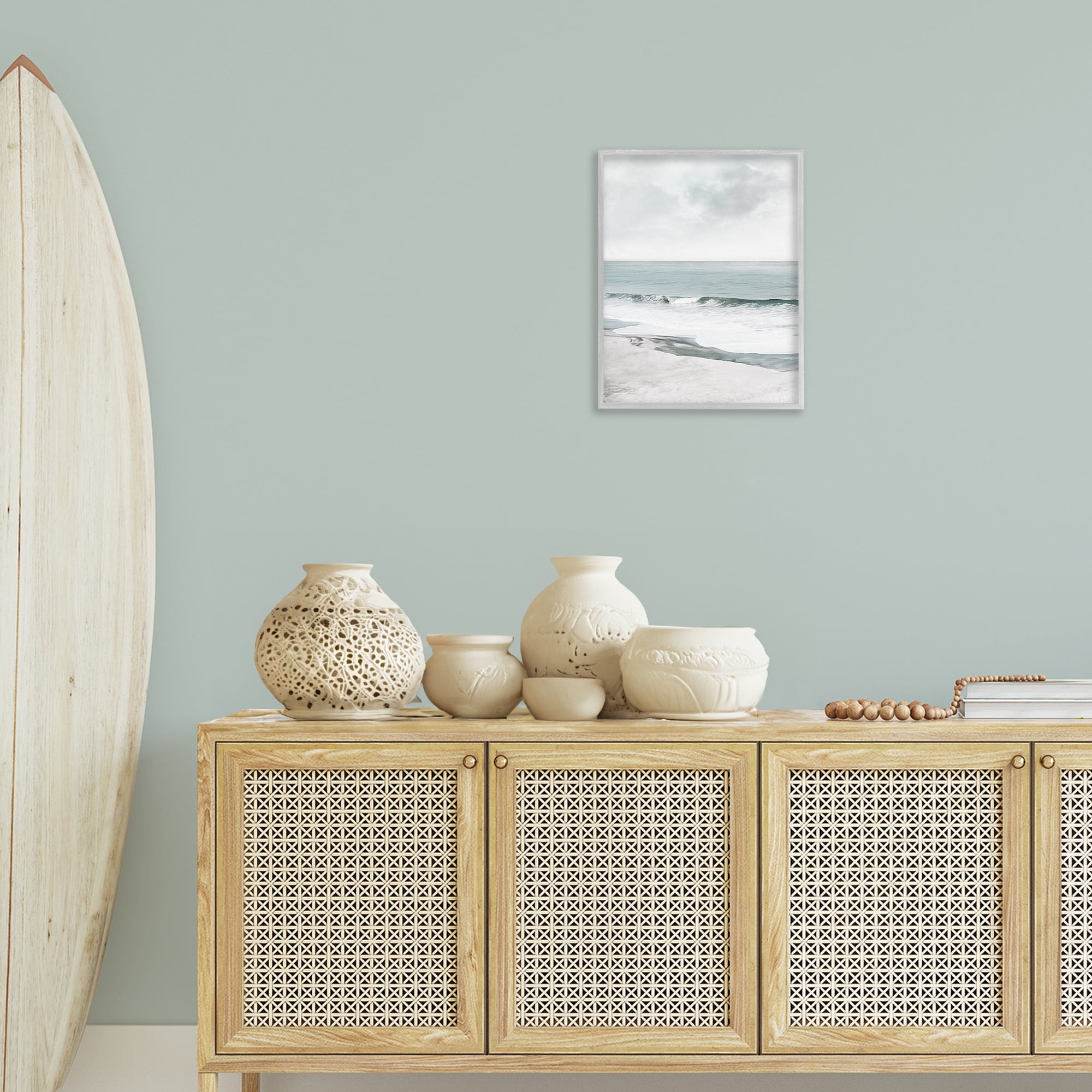 Stupell Industries Curling Ocean Waves Landscape Photography Gray Framed Art Print Wall Art, 16 x 20