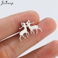 thumbnail image 1 of Pendientes de acero inoxidable con cuernos de ciervo para mujer, joyería navideña, copo de nieve, pan de jengibre, Piercing, regalos, 1 of 5