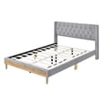 thumbnail image 3 of Upholstered Platform Bed with Rubber Wood Legs,No Box Spring Needed, Linen Fabric,Queen Size-Gray, 3 of 9