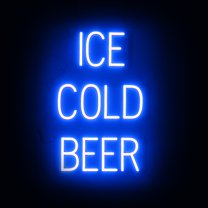 SpellBrite ICE COLD BEER LED Sign for Business. 16.8" x 23.8" Blue ICE COLD BEER Sign Has Neon Sign Look With Energy Efficient LED Light Source. Visible from 500 Feet, 8 Animation Settings.