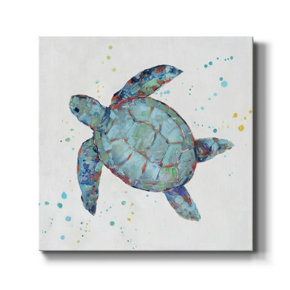 Bubbly Blue Turtle II-Premium Gallery Wrapped Canvas - Ready to Hang