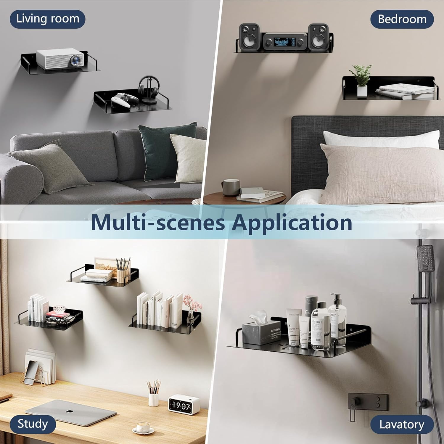 Projector Shelf,Floating Entertainment Center Shelves，Dvd Player Shelf, Shelf Under Tv Wall Mount shelf for Cable Box,Wifi Router,Tv Box,Game Console, Modem,Wall mount Floating Shelf/Rack/Stand/Holder