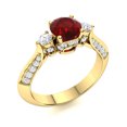 thumbnail image 2 of Mooneye 5MM Round Garnet 925 Sterling Silver Gold Vermeil Women Wedding Ring, 2 of 2