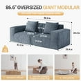 thumbnail image 2 of Lovableguy Oversized Compressed Loveseat Sofa,Upholstered Modular Convertible Sectional Couch,Extra Deep Seat,Corduroy Full Sponge Loveseat for Living Room,Bedroom,No Assembly Required,Gray, 2 of 8