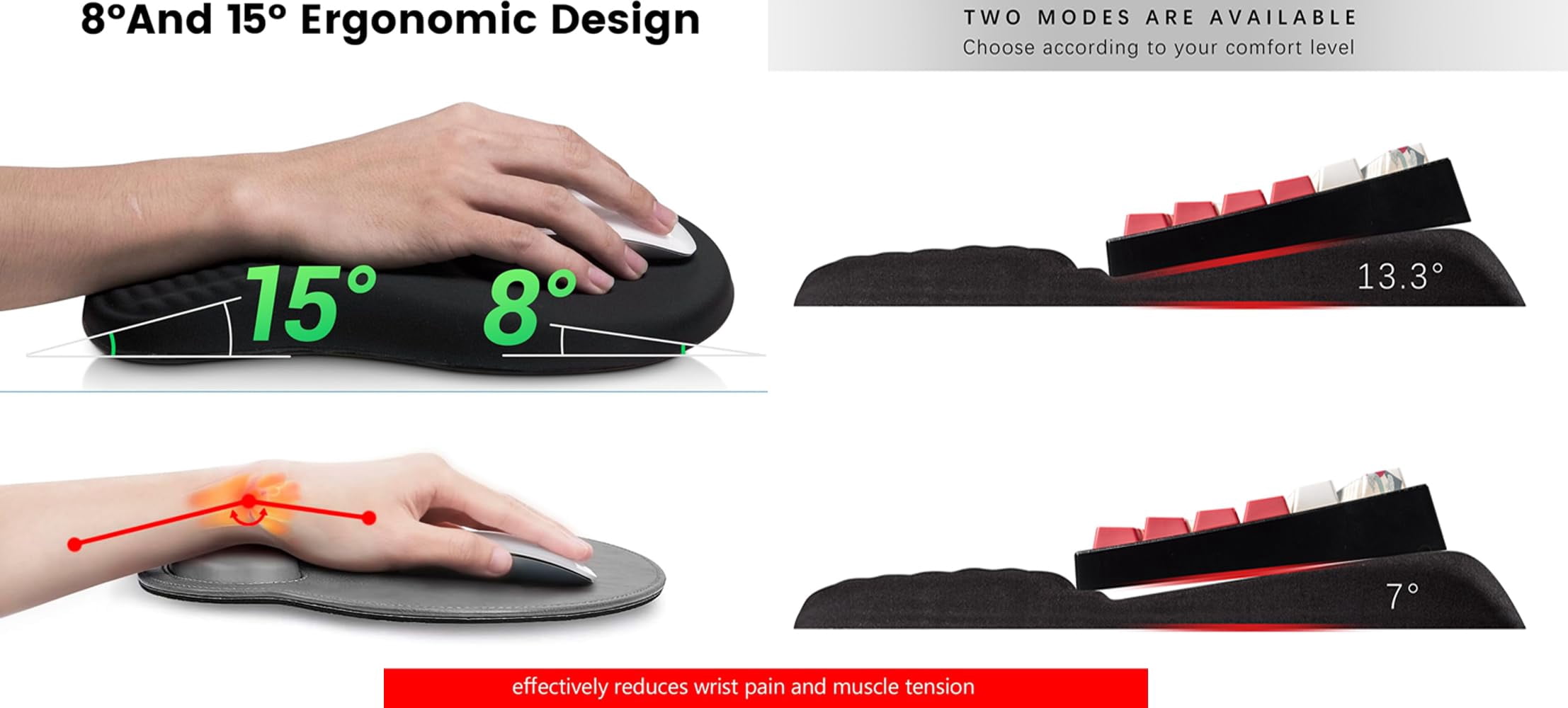 Wrist Rest -ergonomic Stand With Rest- Carpal Tunnel Massage Bumps And Full Memory Gel Design - Ideal Frequent Computer (black)