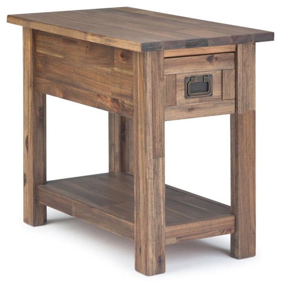 Pemberly Row Narrow Side Table Solid Acacia Wood in Rustic Natural Aged Brown