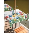 thumbnail image 2 of Outdoor Tablecloths with Umbrella Hole & Zipper, Watercolors Tulips 60x60 Inch Square Tablecloths, Spring Butterflies Flowers Leaves Plants Waterproof Table Cloth, Patio/Pool/Picnic Table Covers, 2 of 8
