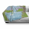 thumbnail image 2 of Feminine Soft Flannel Fleece Throw Blanket, Print of Fairy Landscape with Waterfall Rainbow Lake Butterflies Land, Cozy Plush for Indoor and Outdoor Use, 50" x 70", Green and Blue, by Ambesonne, 2 of 5