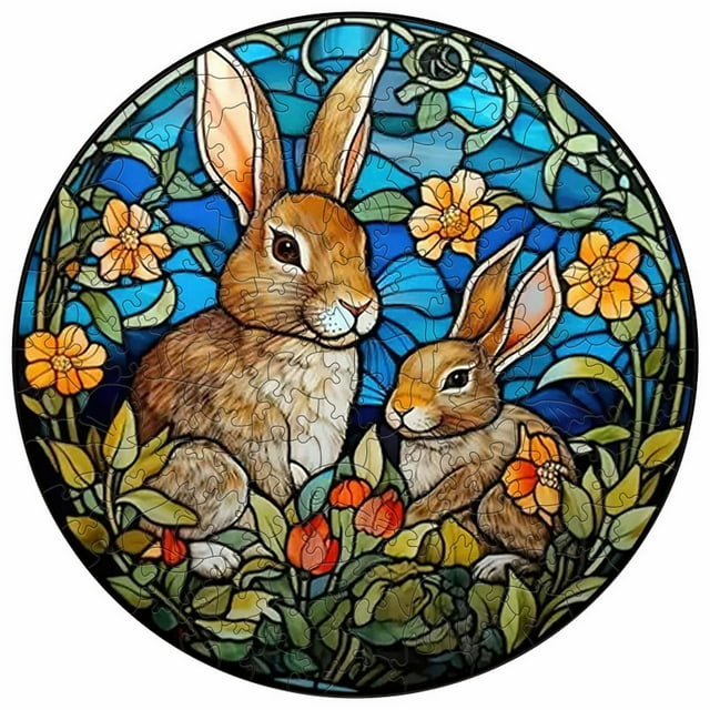 Rabbit Puzzle Colorful Art Puzzle Painting For Adults Plant Garden Animal Puzzle Perfect For Home Decor Family Puzzle Game Night