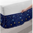 thumbnail image 2 of Space Bed Skirt, Galaxy Shooting Stars Planets Kids Spaceship Comet Moon Children Fantasy, Elastic Bedskirt Dust Ruffle Wrap Around for Bedding Decor, 4 Sizes, Orange and Dark Blue, by Ambesonne, 2 of 2