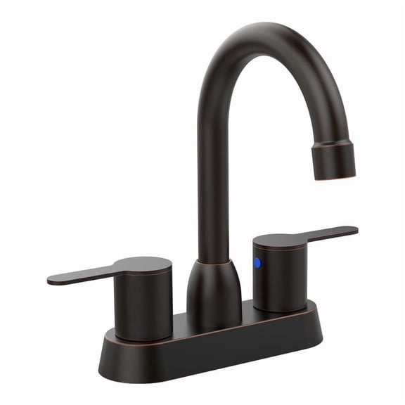 4 in. Centerset Double Handle High Arc Bathroom Sink Faucet with Drain Kit in Oil Rubbed Bronze