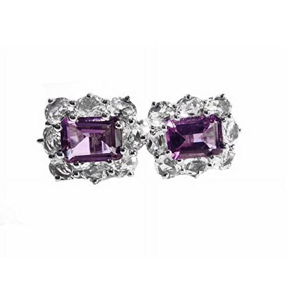 925 Sterling Silver Amethyst Cufflinks 6x8 mm Octagon Amethyst Cufflinks For Men Groomsmen Cufflinks Fathers Day Gift February Birthstone Cufflinks