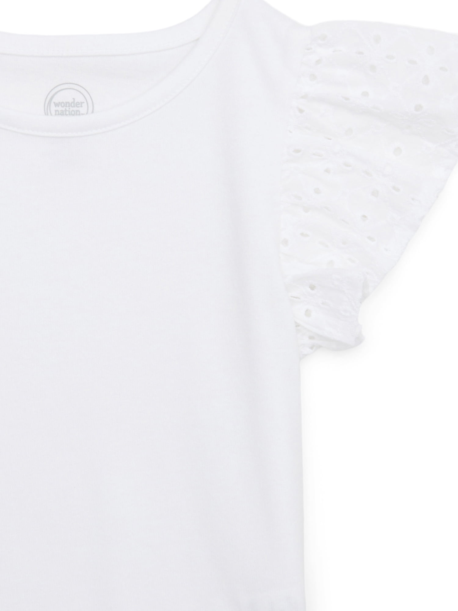 Wonder Nation Girls Eyelet Sleeve Top, Sizes 4-18 & Plus