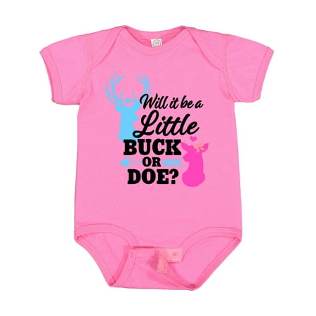

Inktastic Gender Reveal Will It Be a Little Buck or Doe Gift Baby Girl Bodysuit