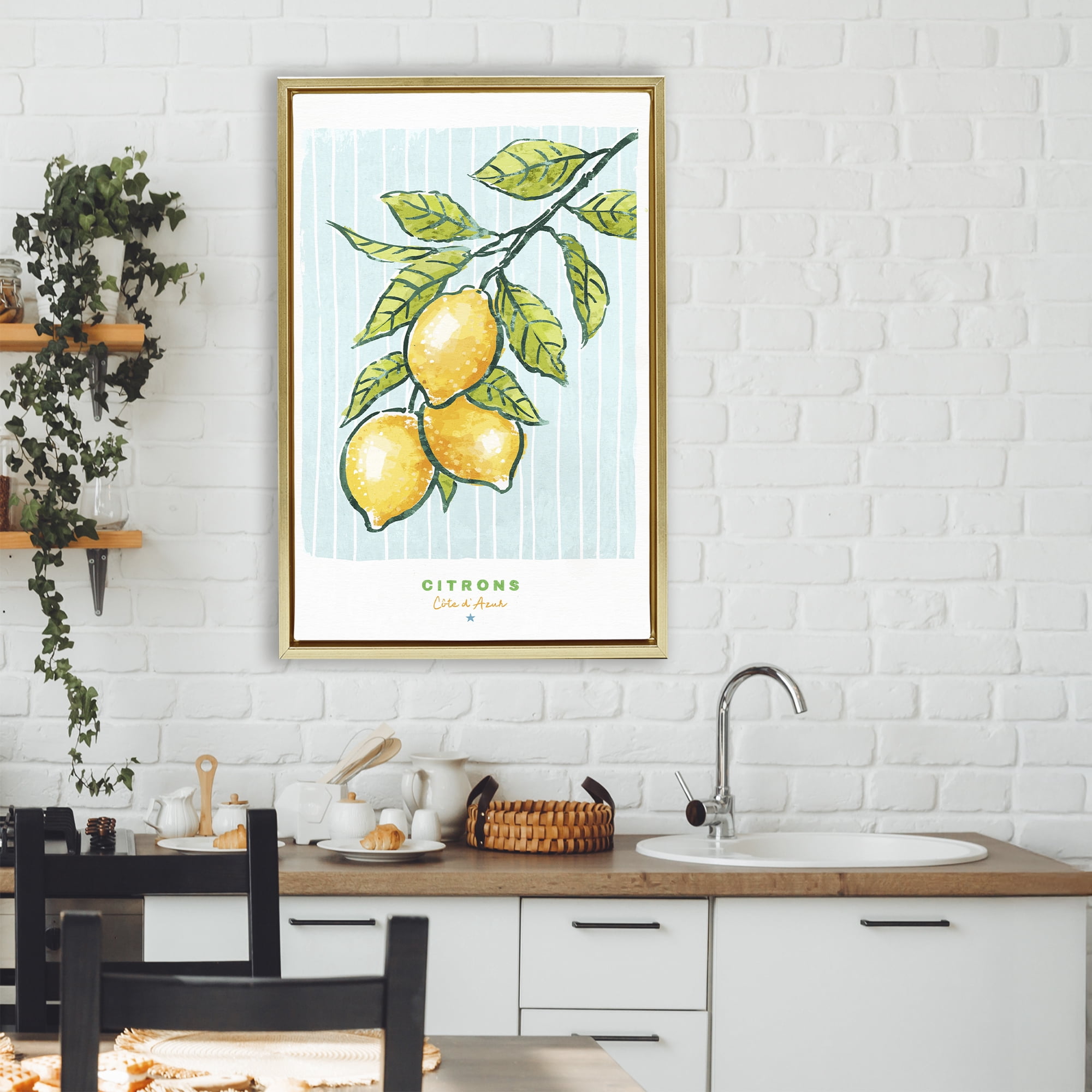 Stupell Industries Modern Bistro Lemons Gold Framed Floater Canvas Wall Art, design by Chad Barrett