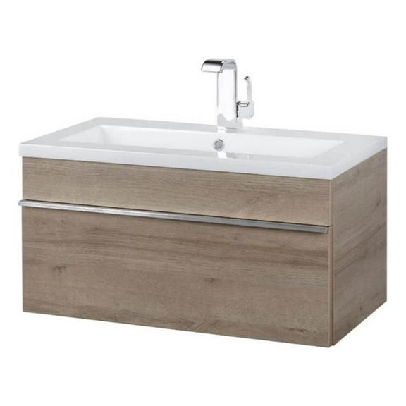Cutler Kitchen and Bath Trough 24" Wood/Cultured Marble Bathroom Vanity in Oak