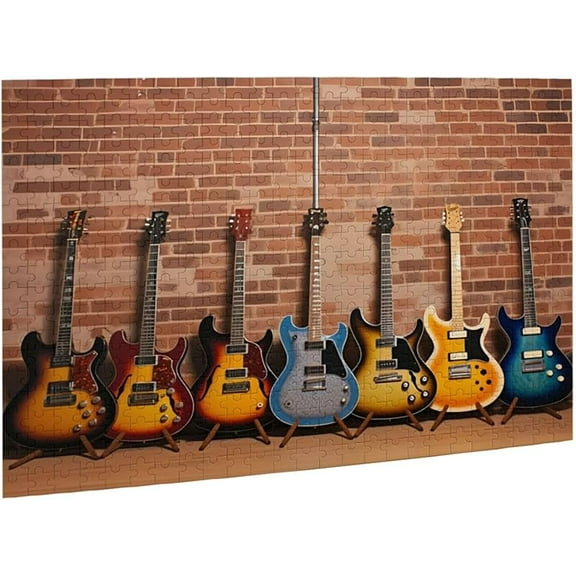 Puzzles 500 Pieces for Adults Music Guitar Electric Jazz Formation Wooden Decoration Educational Games Large Puzzle Game Toys
