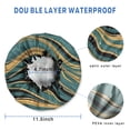 thumbnail image 3 of Shower Caps,Teal Gold Marble Pattern Waterproof Shower Cap for Women 4 Pieces,Double Reusable Hair Cover for Shower PEVA Elastic Stretch Hem, 3 of 7